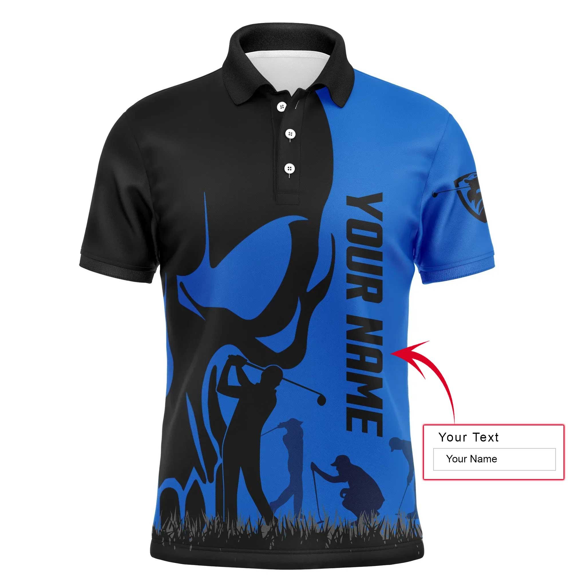 Golf Men Polo Shirt, Custom Name Skull Golf Ball Skin Apparel Men Golf Polo Shirt - Personalized Sports Gift For Men, Husband, Boyfriend, Golf Lovers