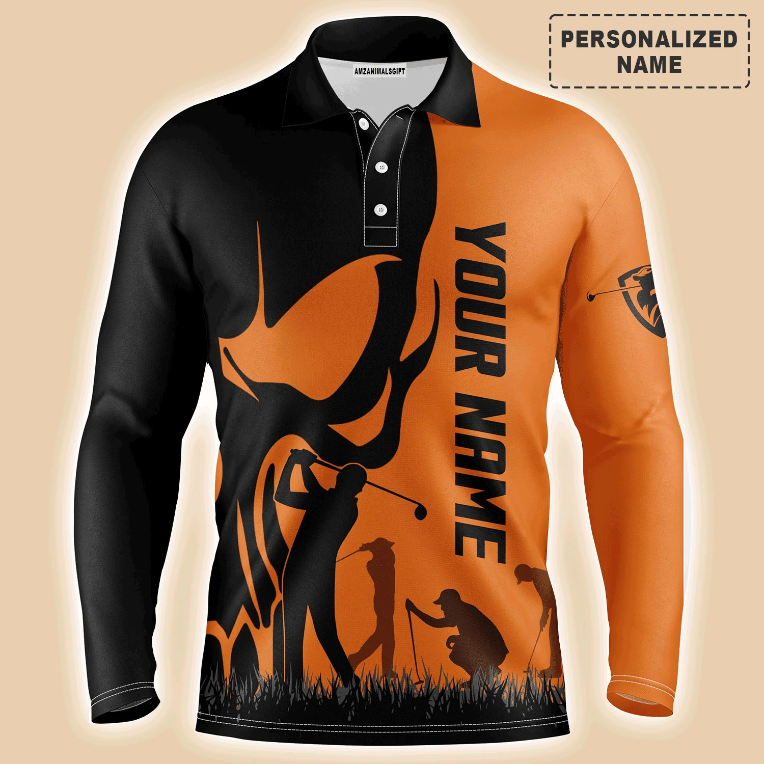 Golf Men Polo Shirt, Custom Name Skull Golf Ball Skin Apparel Men Golf Polo Shirt - Personalized Sports Gift For Men, Husband, Boyfriend, Golf Lovers - Image 10