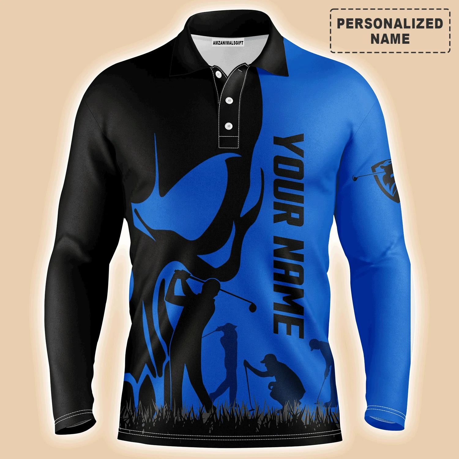 Golf Men Polo Shirt, Custom Name Skull Golf Ball Skin Apparel Men Golf Polo Shirt - Personalized Sports Gift For Men, Husband, Boyfriend, Golf Lovers - Image 8
