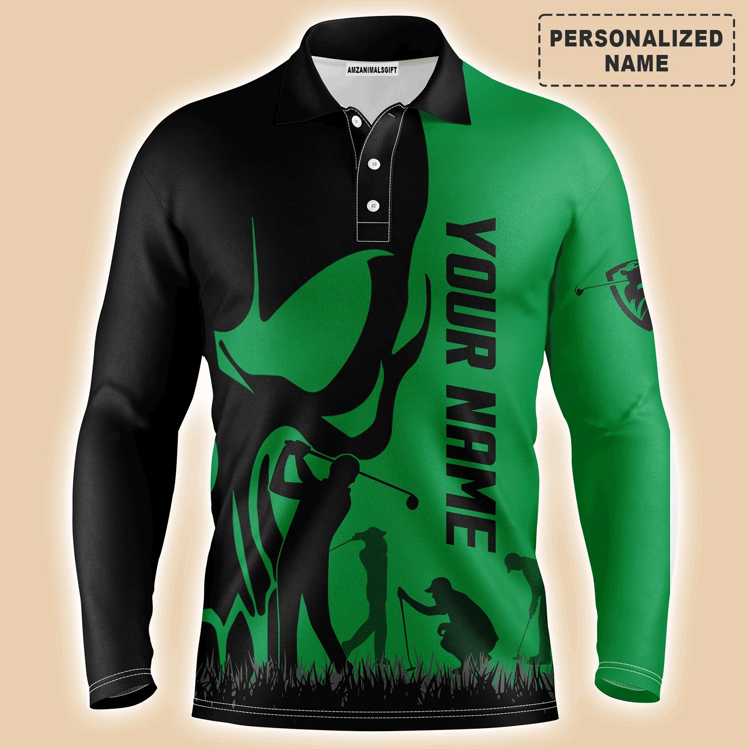 Golf Men Polo Shirt, Custom Name Skull Golf Ball Skin Apparel Men Golf Polo Shirt - Personalized Sports Gift For Men, Husband, Boyfriend, Golf Lovers - Image 9