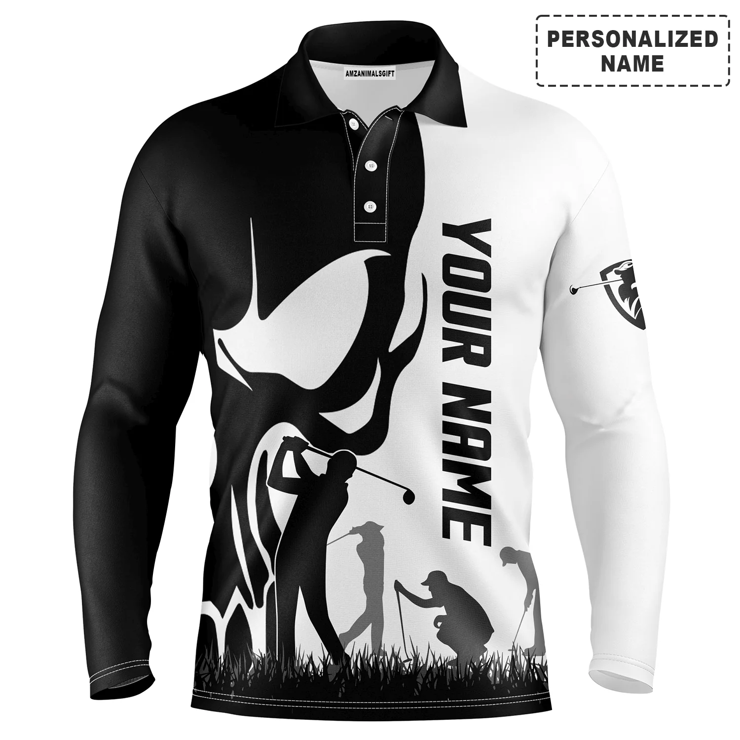 Golf Men Polo Shirt - Custom Name Skull Multicolor Apparel Men Polo Shirt - Perfect Polo Shirt For Men, Golfers - Image 7