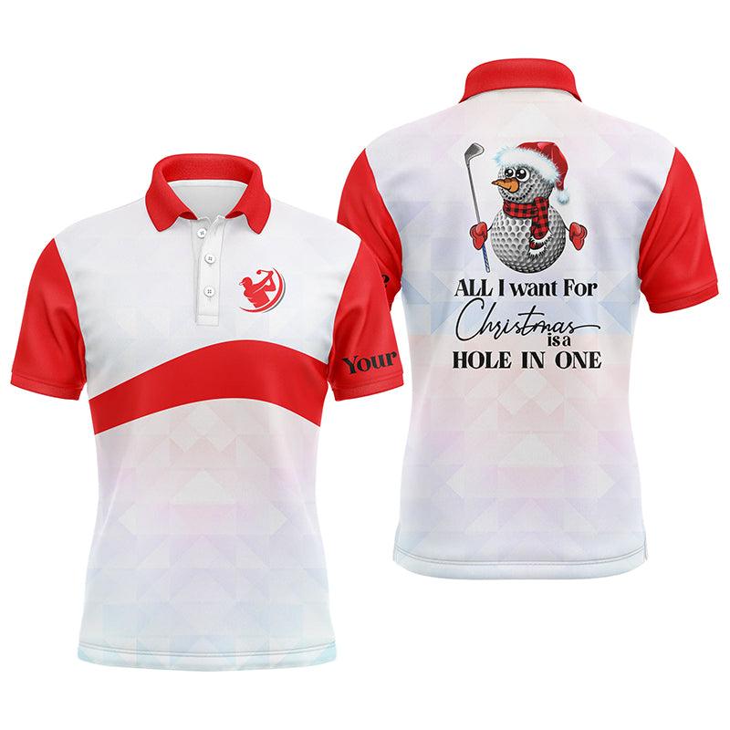 Golf Men Polo Shirt - Funny Christmas Custom Name Apparel, All I Want For Christmas Is A Hole In One Men Golf Polo Shirt - Perfect Polo Shirt For Men - Image 2