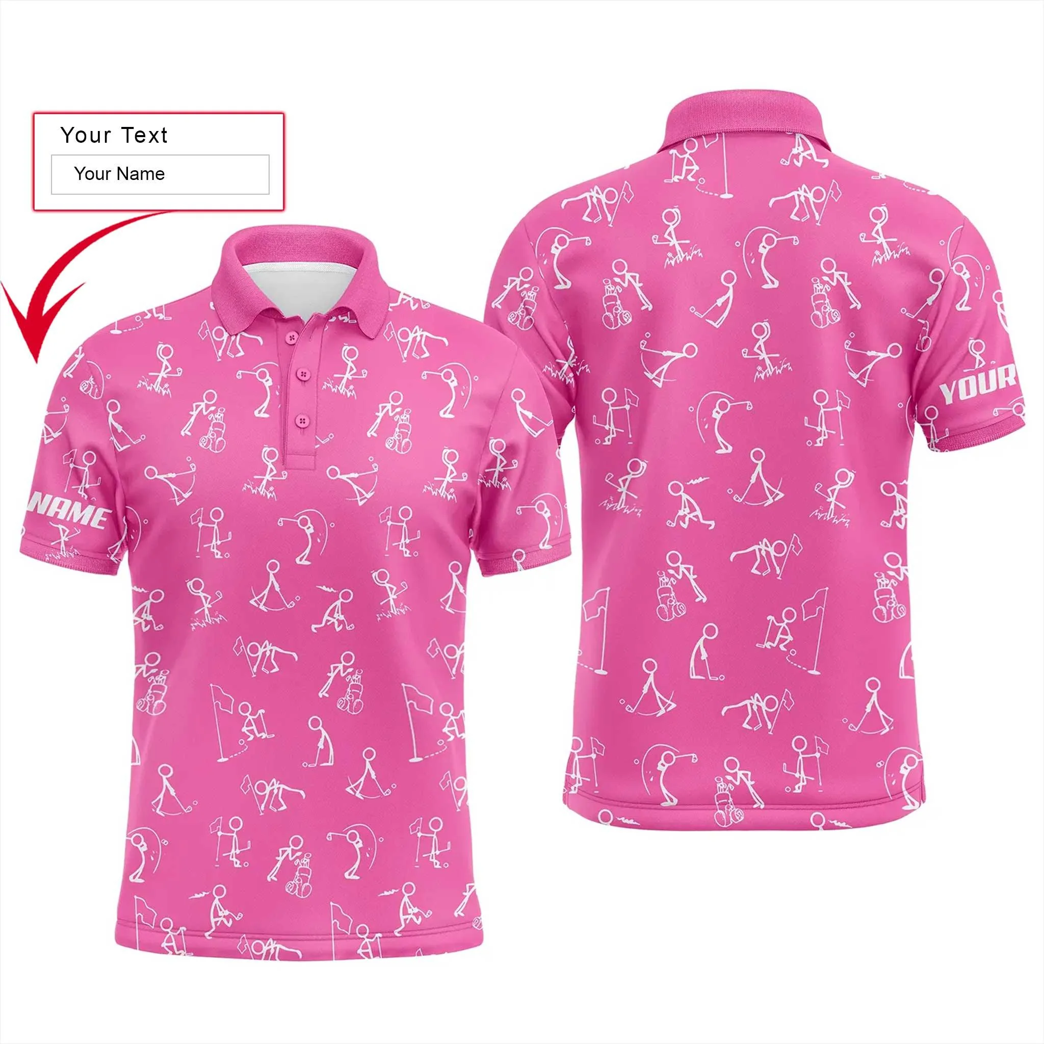 Golf Men Polo Shirt - Funny Golf Pattern Custom Name Multicolor Apparel - Personalized Gift For Golf Lover, Team, Husband, Boyfriend, Dad - Image 4