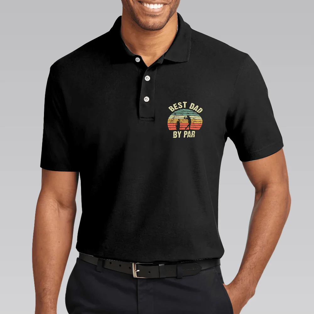 Golf Men Polo Shirt, Golf Best Dad By Par Polo Shirt, Black Golf Shirt With Sayings, Father's Day Gift For Men, Golfers, Golf Lovers - Image 4