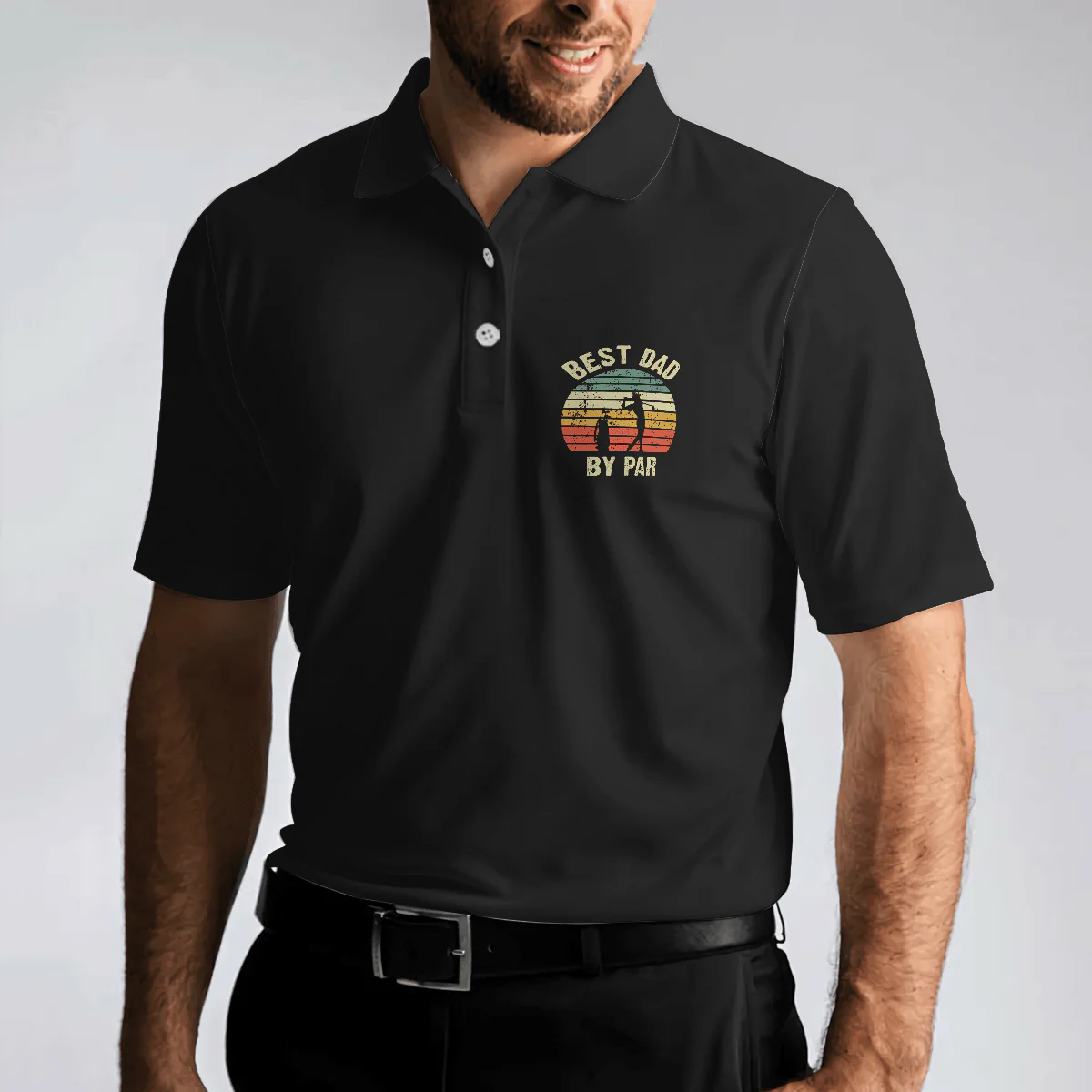 Golf Men Polo Shirt, Golf Best Dad By Par Polo Shirt, Black Golf Shirt With Sayings, Father's Day Gift For Men, Golfers, Golf Lovers - Image 5