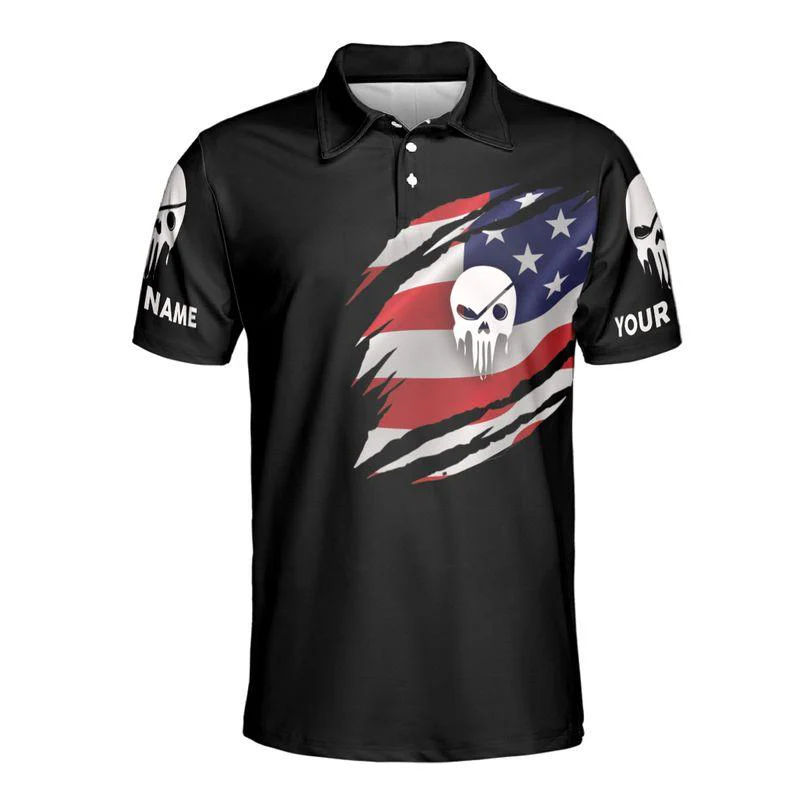 Golf Men Polo Shirt, Golfer Custom Name Shirts For Men, Golf The Most Important Shot Shirts, Patriotic American Flag Men's Short Sleeve Polo Shirt - Image 2