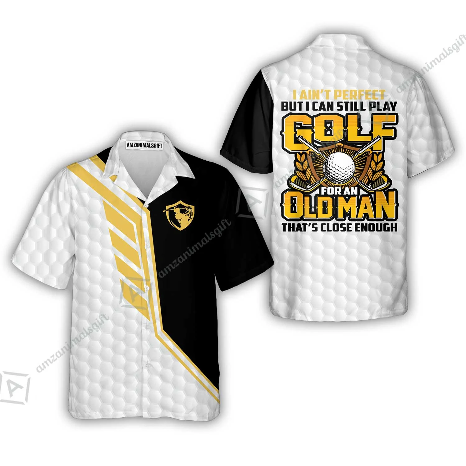 Golf Men Polo Shirt - I Ain't Perfect But I Can Still Play Golf Polo Shirt, Black And White Golfing Shirt - Image 6