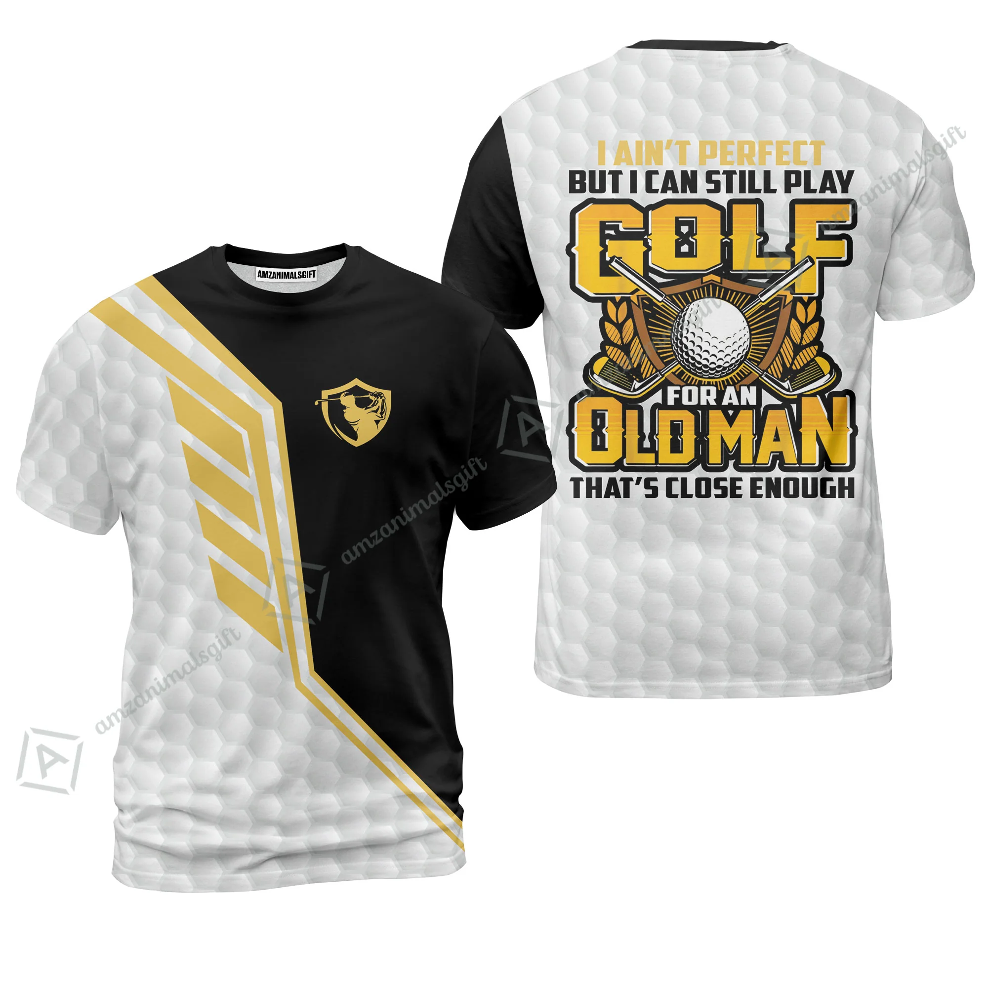 Golf Men Polo Shirt - I Ain't Perfect But I Can Still Play Golf Polo Shirt, Black And White Golfing Shirt - Image 7