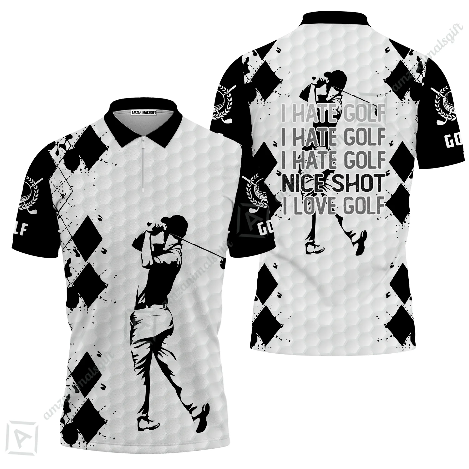 Golf Men Polo Shirt -  I Hate Golf Nice Shot I Love Golf Polo Shirt - Image 4