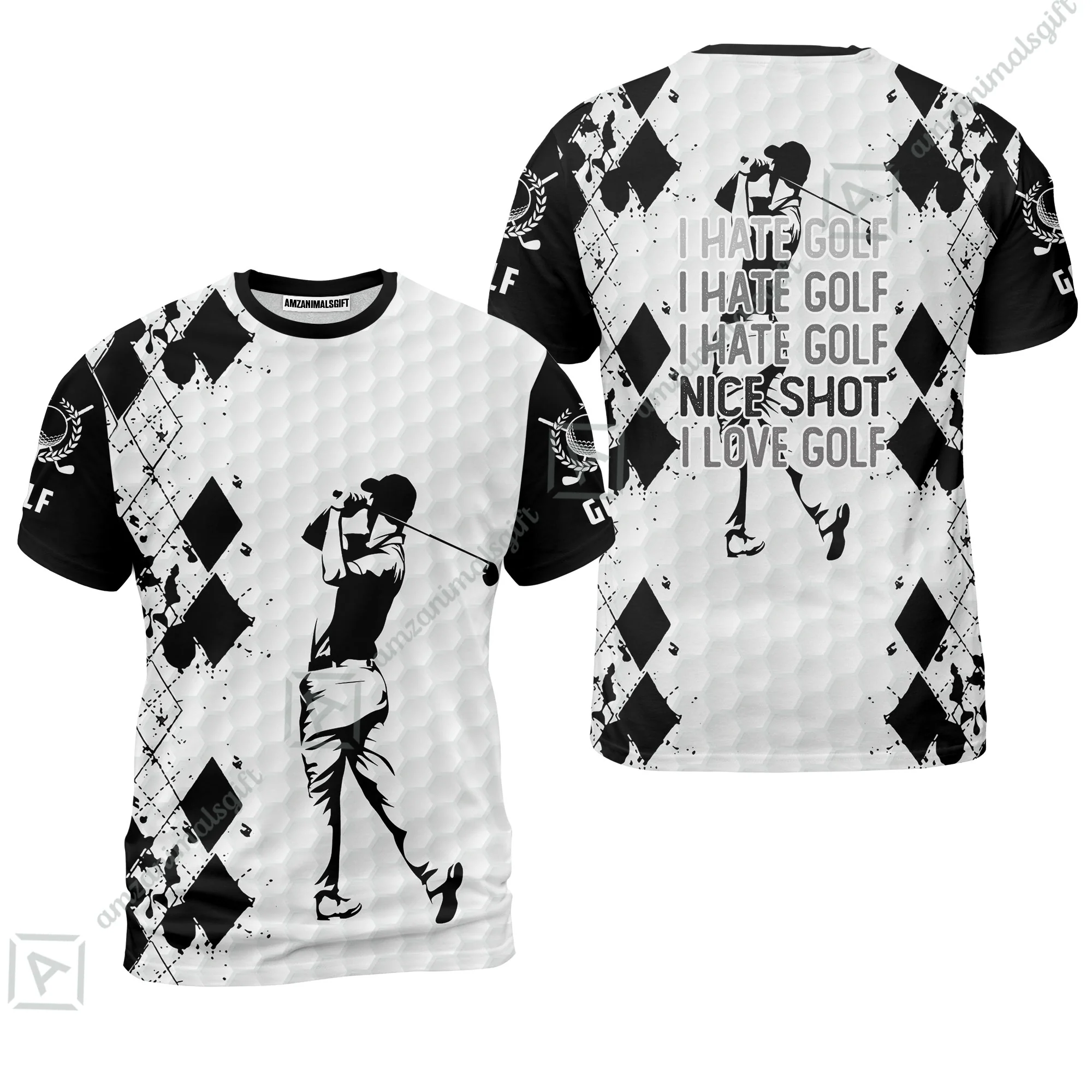 Golf Men Polo Shirt -  I Hate Golf Nice Shot I Love Golf Polo Shirt - Image 6