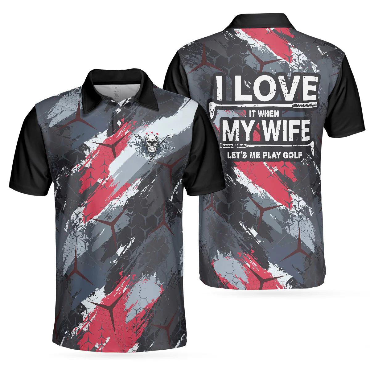Golf Men Polo Shirt, I Love It When My Wife Let's Me Play Men Golf Polo Shirt - Best Gift For Men, Golf Lovers