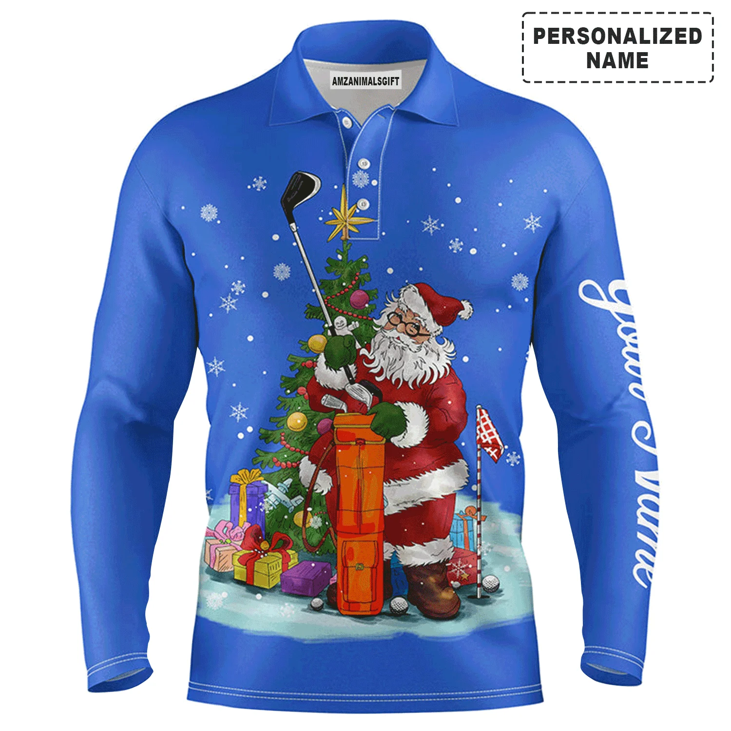 Golf Men Polo Shirt - Santa Golfer Christmas Custom Name Apparel - Personalized Gift For Golf Lover, Team, Husband, Men - Image 11