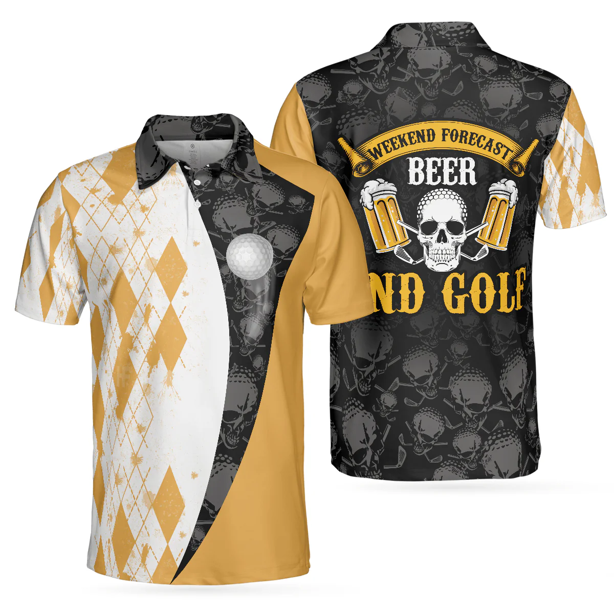 Golf Men Polo Shirt, Weekend Forecast Beer With Skeleton Men Golf Polo Shirt - Perfect Gift For Men, Golfers