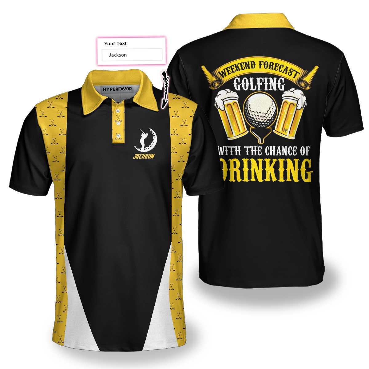Golf Men Polo Shirts - Beer And Golf Weekend Forcast Golfing With The Change Of Drinking Men Polo Shirts - Perfect Gift For Men, Golfers, Golf Lover - Image 4