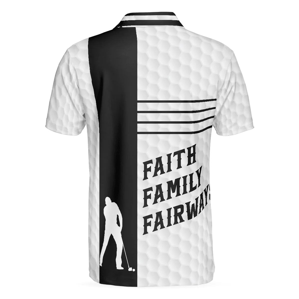 Golf Men Polo Shirts, Black And White Polo Shirts, Faith Family Fairways American Flag Golf Shirt For Men, Gift For Golfers, Golf Lovers - Image 2