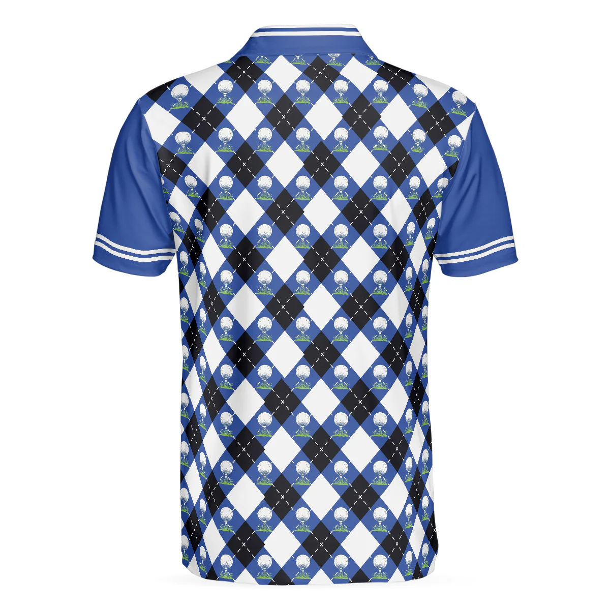 Golf Men Polo Shirts - Blue Argyle Pattern Your Hole Is My Goal Golf Polo Shirt,  - Perfect Gift For Men, Golfers, Golf Lover - Image 3