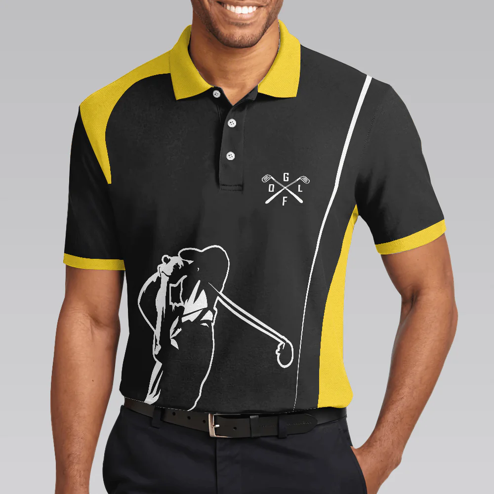 Golf Men Polo Shirts - Vintage Golf Best Papa By Par Black Yellow Background Men Polo Shirts, Golf Shirt For Men - Perfect Gift For Men, Golfers - Image 5