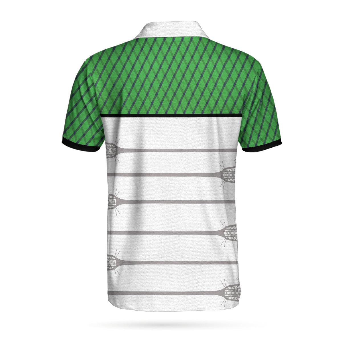 Golf Men Polo Shirts - Weapons Of Grass Destruction Lacrosse Green Steel Net Pattern Men Polo Shirts- Perfect Gift For Men, Golfers, Golf Lover - Image 3