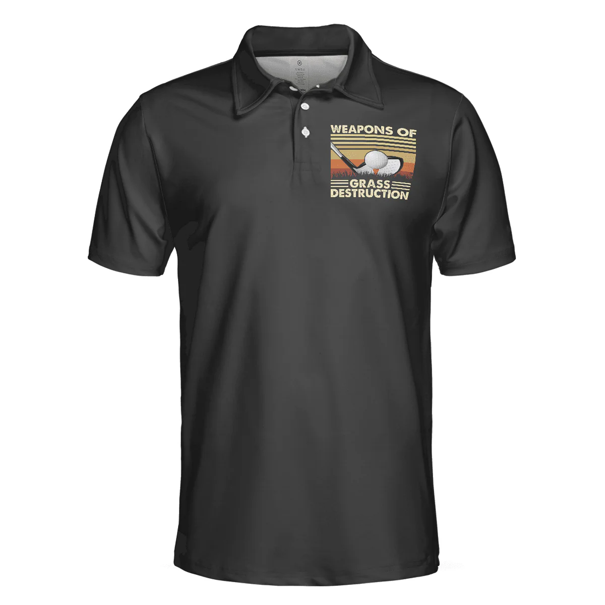 Golf Men Polo Shirts - Weapons Of Grass Destruction Vintage Chess Graphic Black Background Men Polo Shirts - Perfect Gift For Men, Golfers, Golf Lover - Image 3
