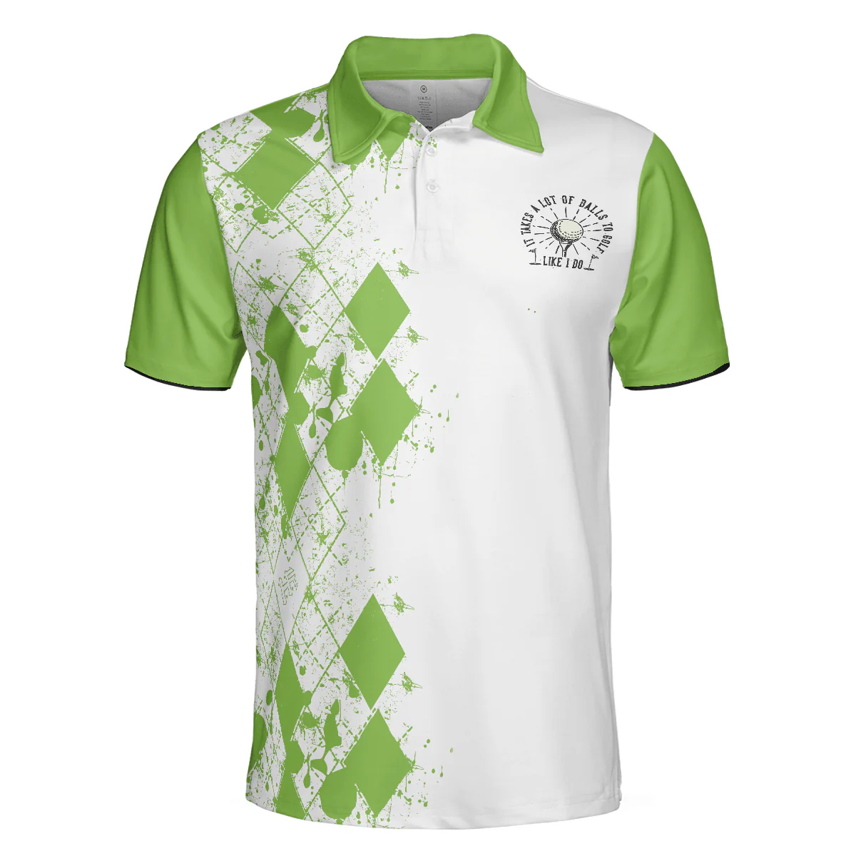 Golf Men Polo Shirts - White And Green Argyle Pattern Life Like A Golf Hole In One Is Perfect Men Polo Shirts - Perfect Gift For Men, Golfers - Image 3