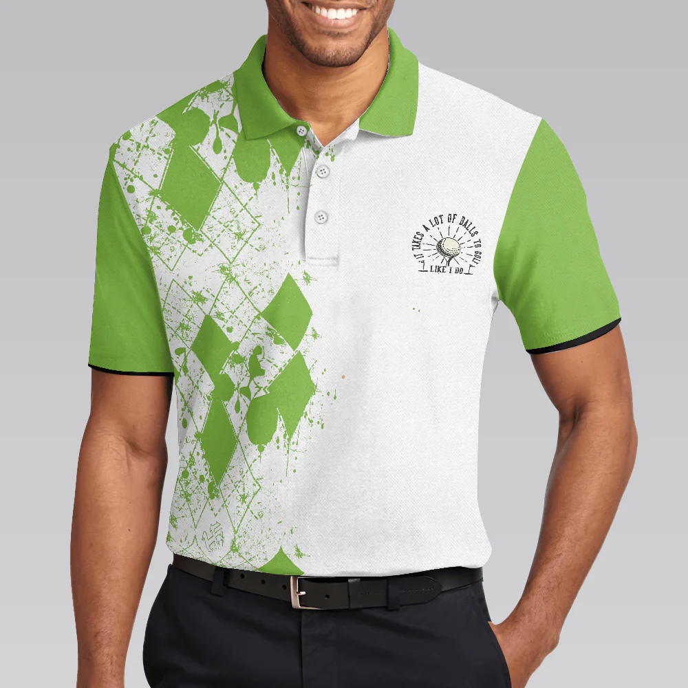 Golf Men Polo Shirts - White And Green Argyle Pattern Life Like A Golf Hole In One Is Perfect Men Polo Shirts - Perfect Gift For Men, Golfers - Image 5