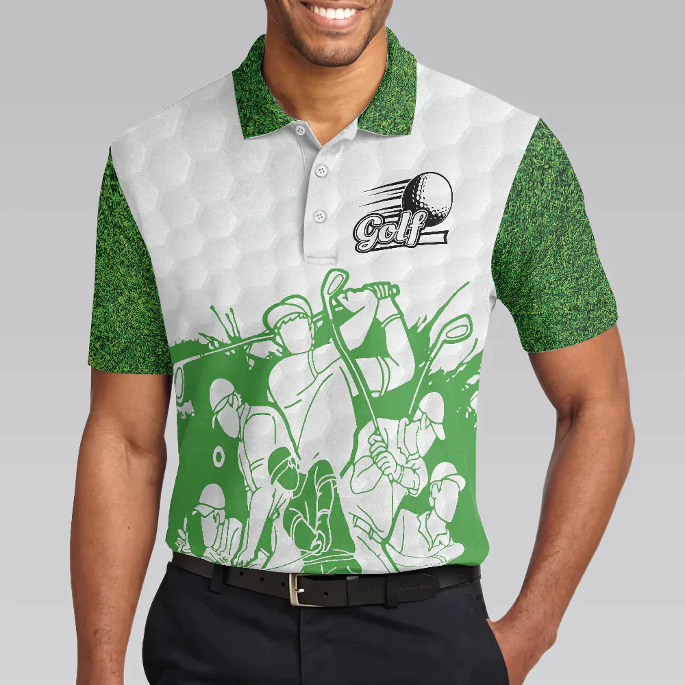 Golf Men Polo Shirts - White And Green Golfers Men Polo Shirts, King Of The Green Polo Shirt - Perfect Gift For Men, Golfers, Golf Lover, Male Players - Image 4