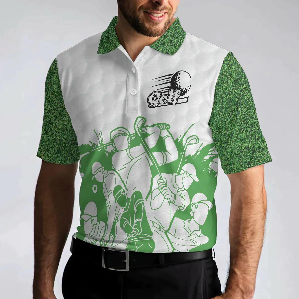 Golf Men Polo Shirts - White And Green Golfers Men Polo Shirts, King Of The Green Polo Shirt - Perfect Gift For Men, Golfers, Golf Lover, Male Players - Image 5