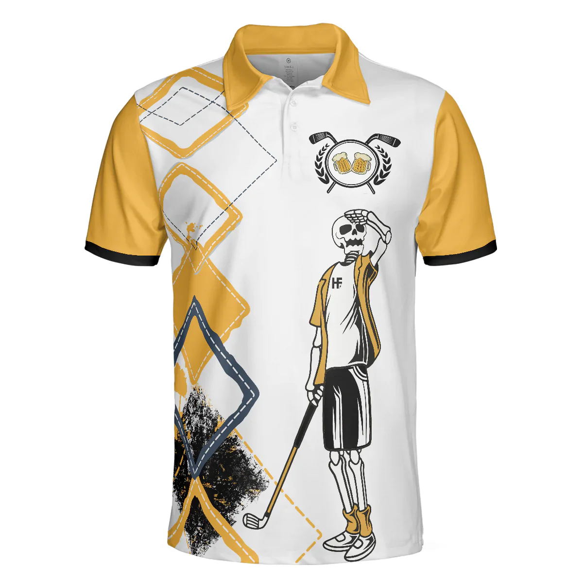 Golf Men Polo Shirts - White And Yellow Argyle Pattern Just Another Beer Drinker With A Golfing Problem Men Polo Shirts- Perfect Gift For Men, Golfers - Image 3