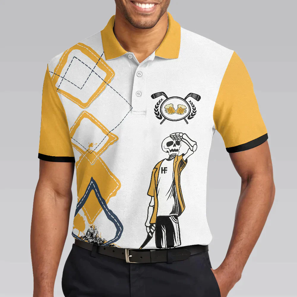 Golf Men Polo Shirts - White And Yellow Argyle Pattern Just Another Beer Drinker With A Golfing Problem Men Polo Shirts- Perfect Gift For Men, Golfers - Image 5