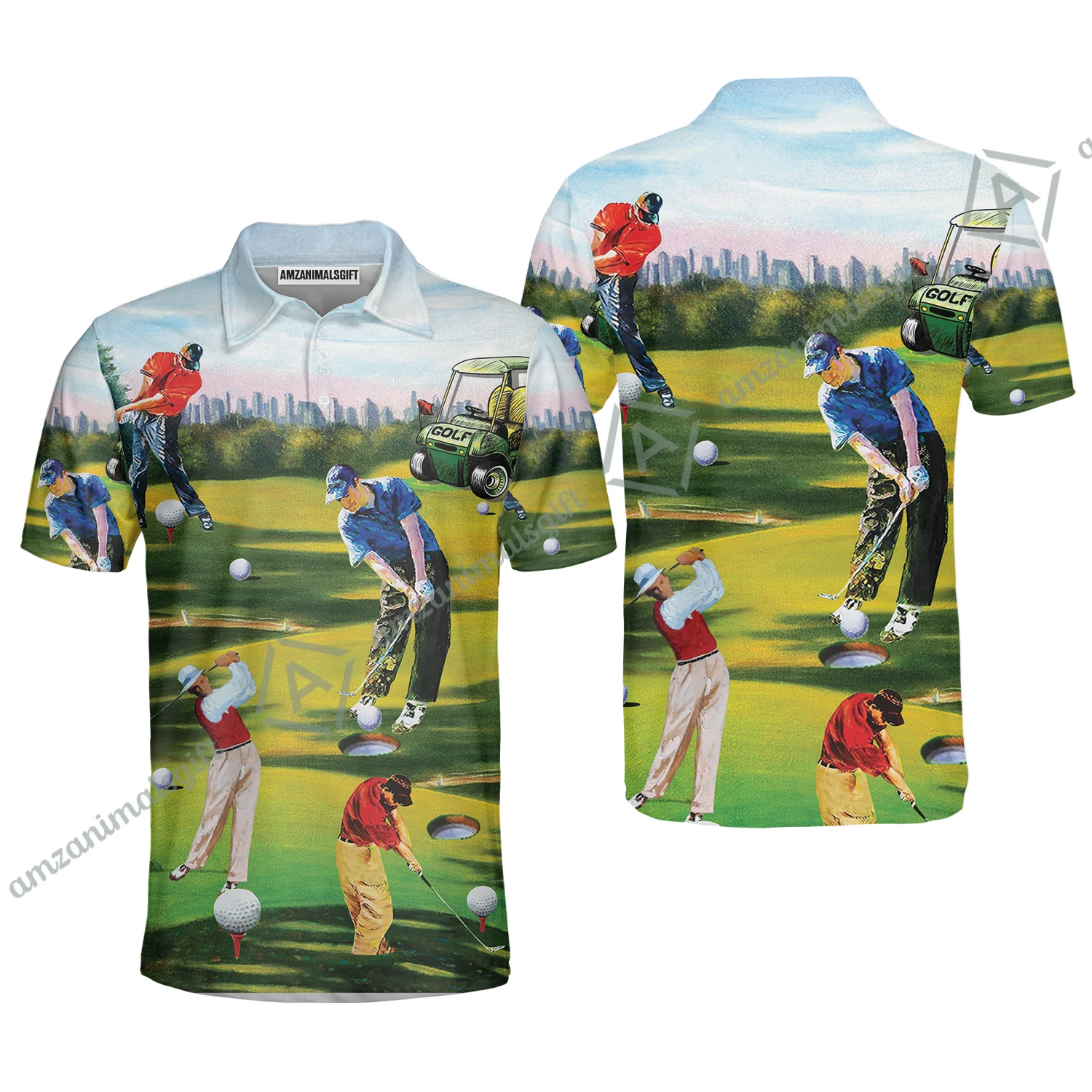 Golf Men Women Polo Shirt - Golf Men, Golf Cart Women Polo Shirt - Perfect Gift For Men & Women, Golf Lover - Image 4