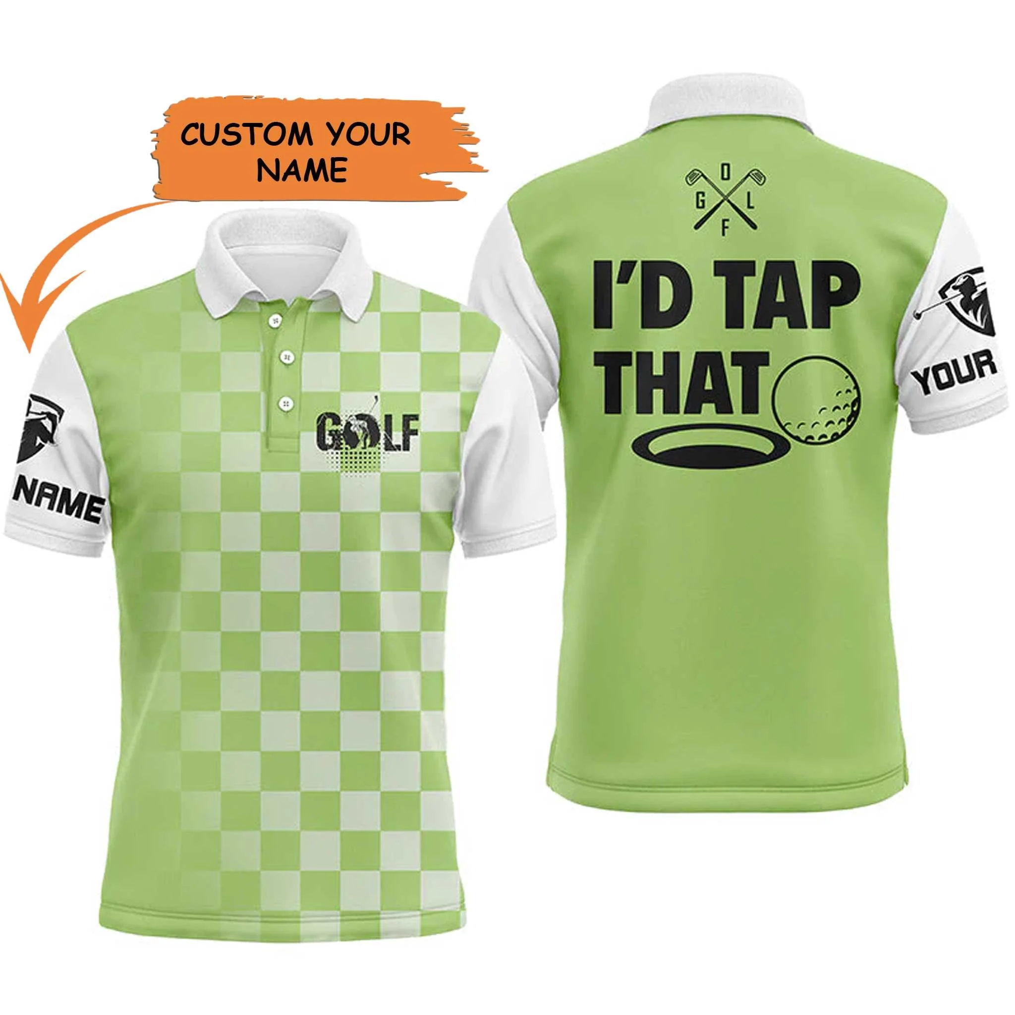 Golf Men's Long Sleeve Polo Shirt - Funny Custom Name Apparel, I'd Tap That Men Golf Men's Long Sleeve Polo Shirt - Personalized Gift For Golf Lover, Team, Golfers, Husband, Boyfriend - Image 4