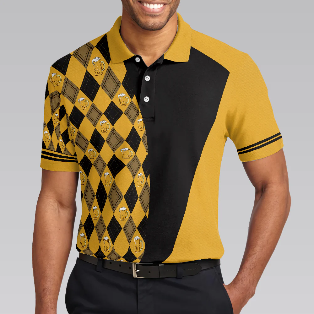 Golf Polo Shirt, Swing Swear Drink Repeat Polo Shirt, Argyle Pattern Golf Shirt For Male Golfers, Skull Golf Shirt - Perfect Gift For Men, Golfers - Image 2