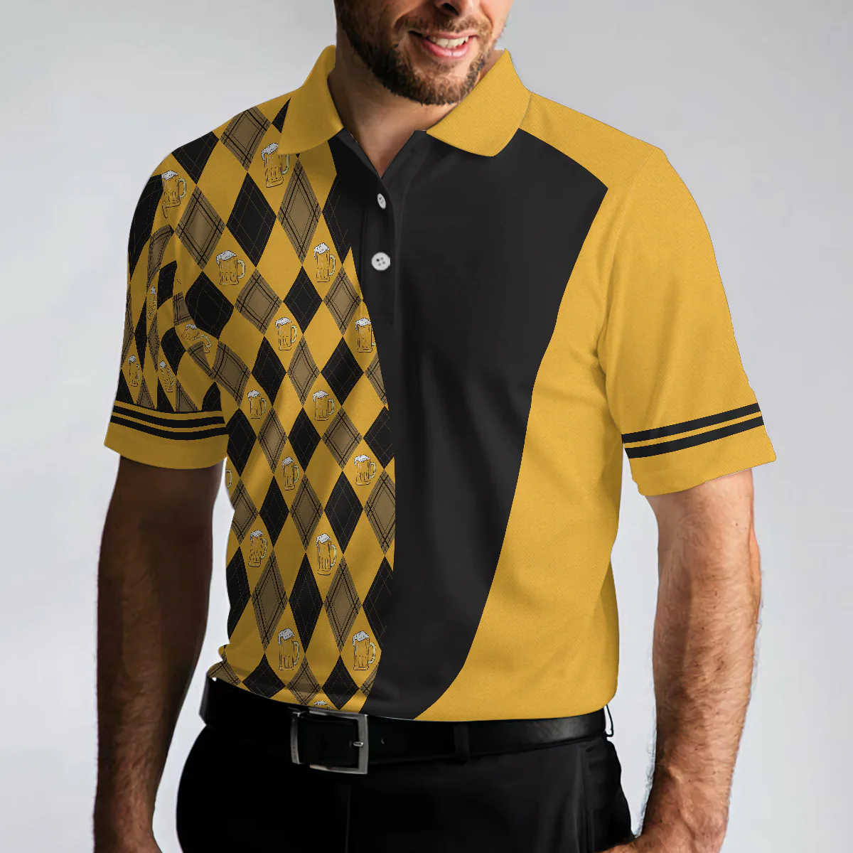 Golf Polo Shirt, Swing Swear Drink Repeat Polo Shirt, Argyle Pattern Golf Shirt For Male Golfers, Skull Golf Shirt - Perfect Gift For Men, Golfers - Image 5