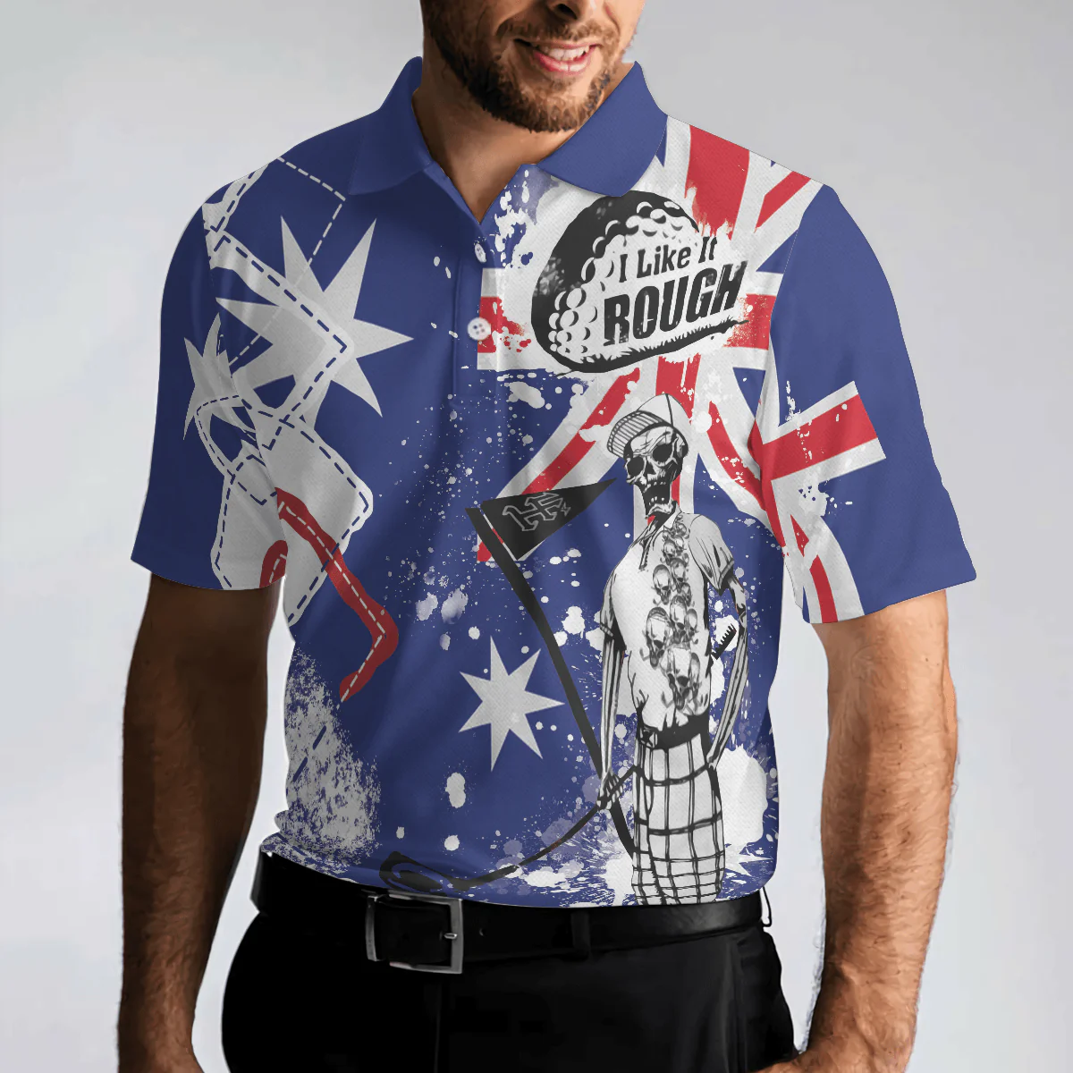 Golf Sweatshirt, Argyle Pattern Skeleton Golfing, Golf I Like It Rough Australian Flag Sweatshirt For Men - Best Gift For Golfers, Golf Lovers - Image 15