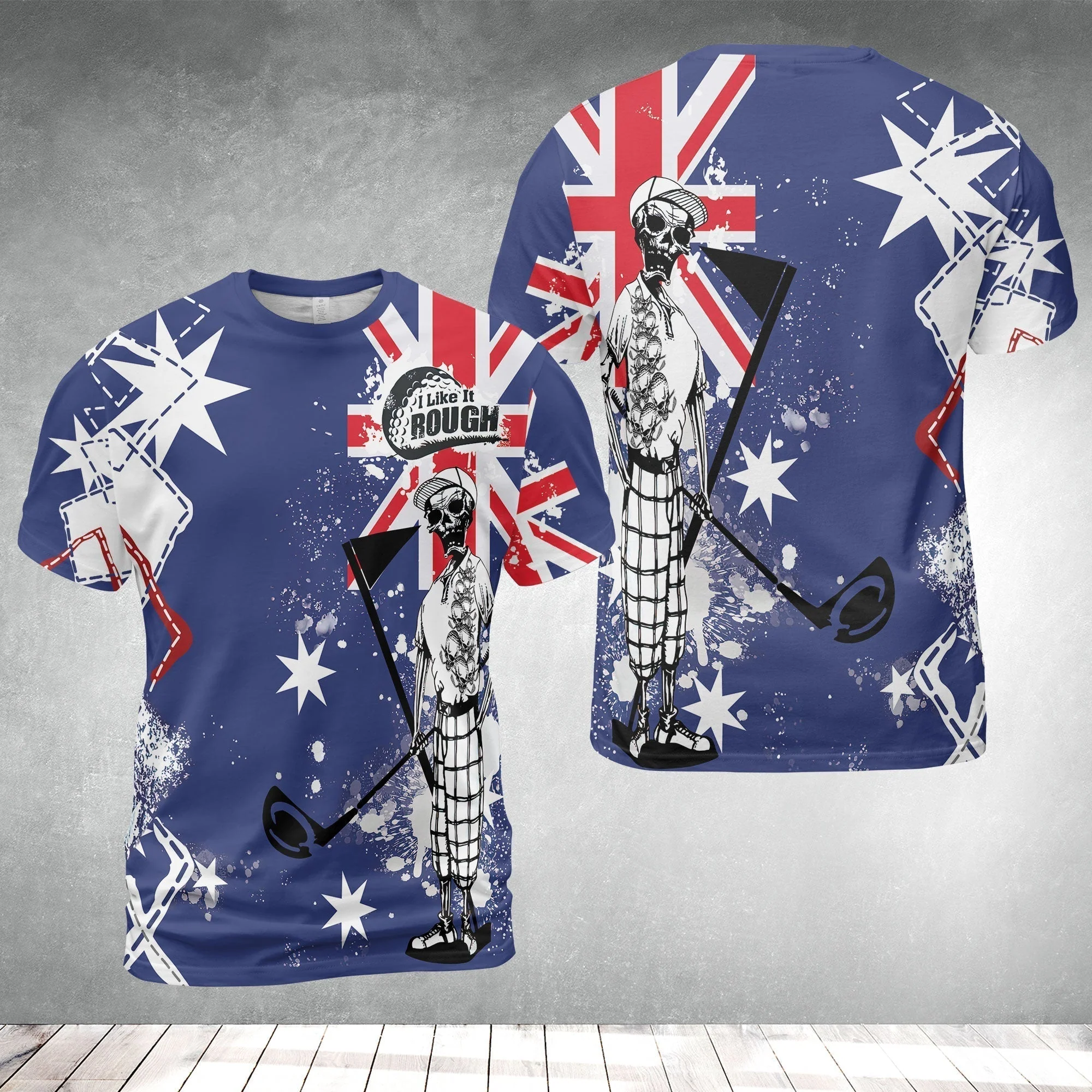 Golf Sweatshirt, Argyle Pattern Skeleton Golfing, Golf I Like It Rough Australian Flag Sweatshirt For Men - Best Gift For Golfers, Golf Lovers - Image 8