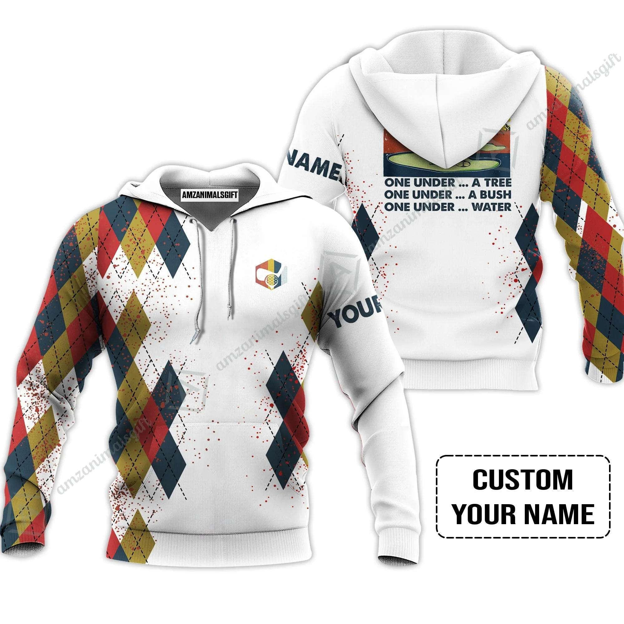 Golf Sweatshirt Custom Name - I Was One Under Today One Under A Tree Bush and Water - Image 3