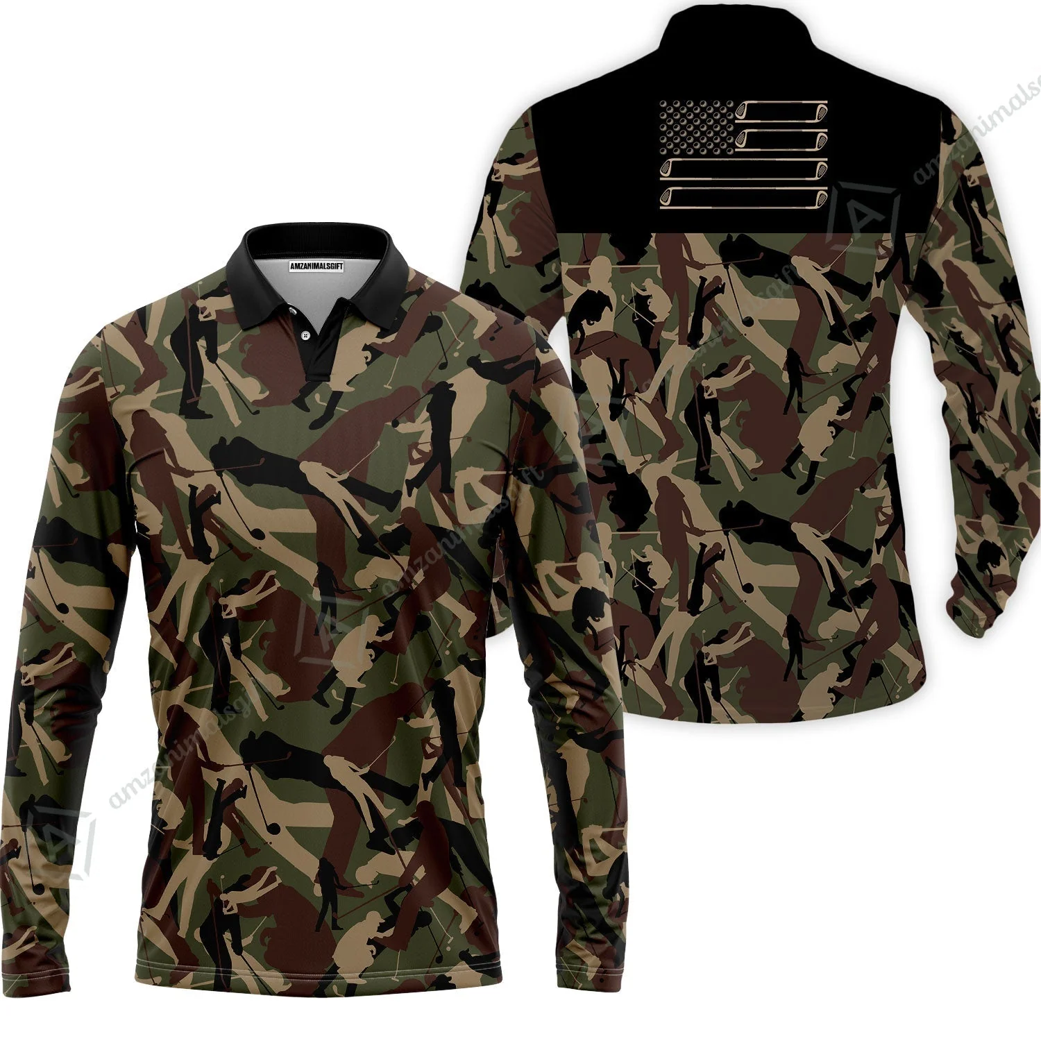 Golf Sweatshirt - Golf Camouflage Pattern Golf Sweatshirt, Military Golfing Sweatshirt, Camo Golf Shirt - Image 4