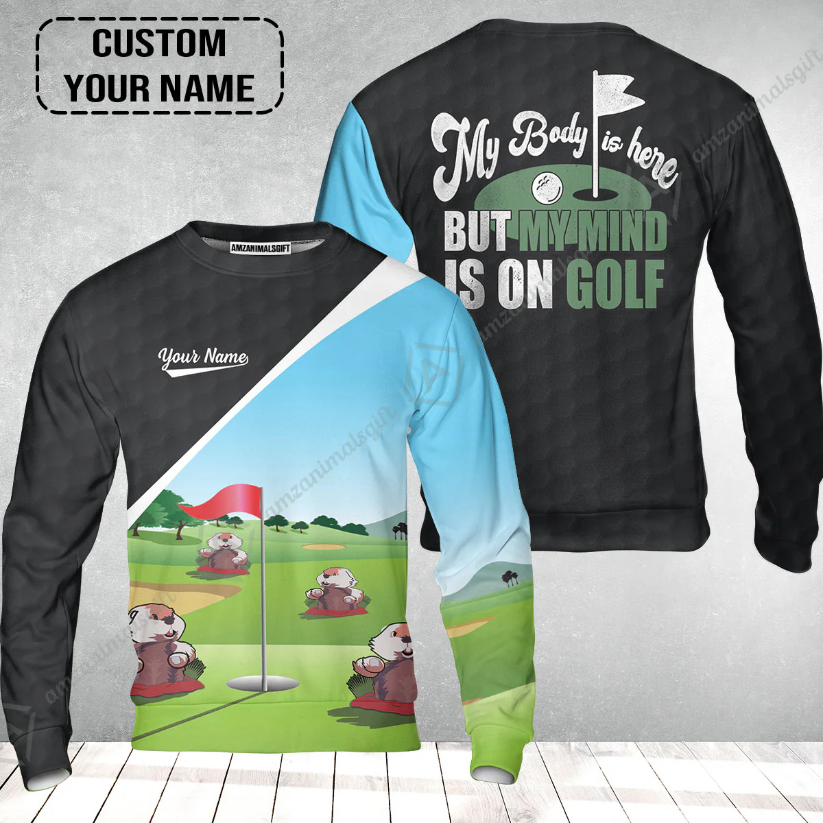 Golf Sweatshirt - Gopher My Mind Is On Golf Custom Sweatshirt - Image 2