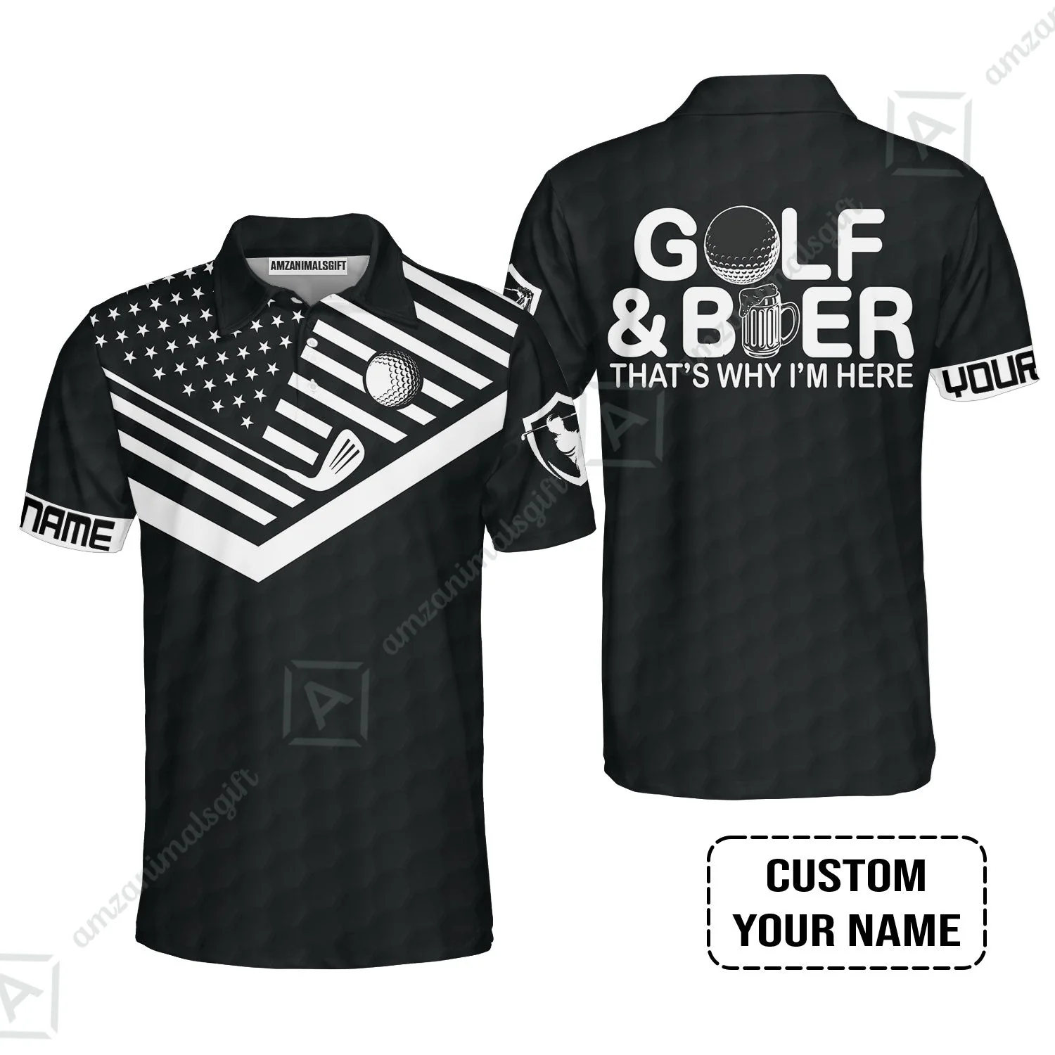 Golf Sweatshirt - Personalized American Flag Golf Sweatshirt, Golf And Beer That's Why I'm Here Custom Shirt - Image 5