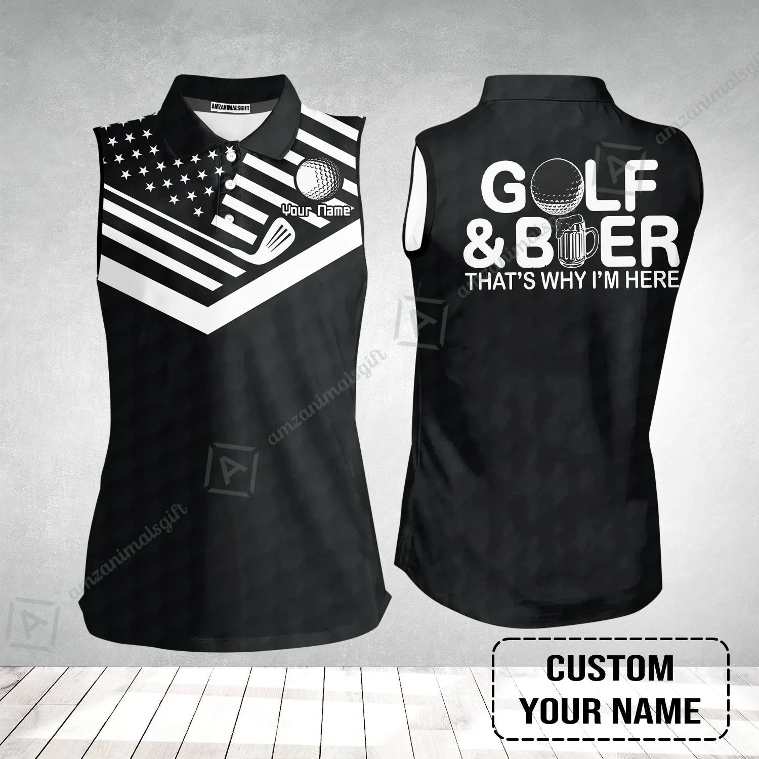 Golf Sweatshirt - Personalized American Flag Golf Sweatshirt, Golf And Beer That's Why I'm Here Custom Shirt - Image 7