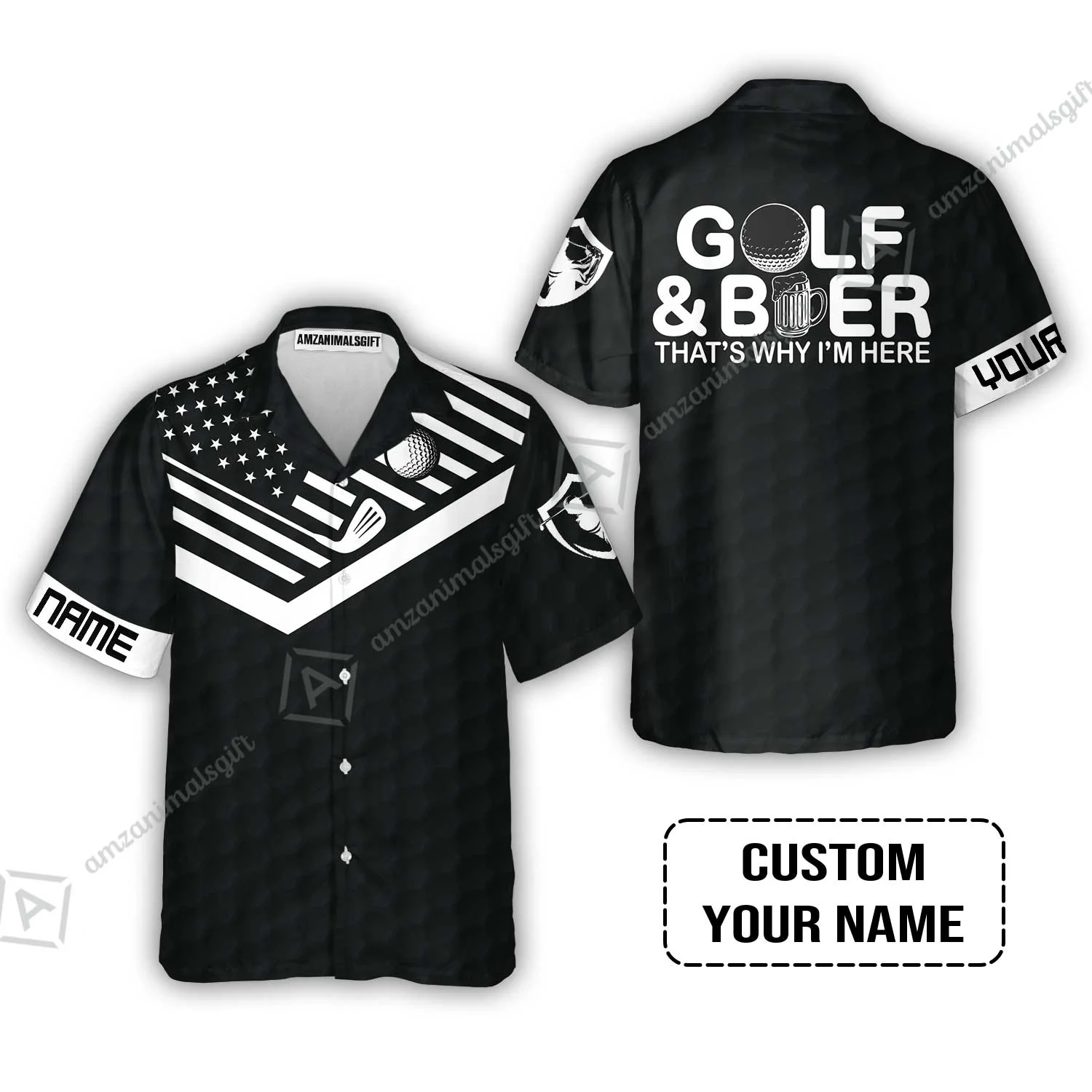 Golf Sweatshirt - Personalized American Flag Golf Sweatshirt, Golf And Beer That's Why I'm Here Custom Shirt - Image 8