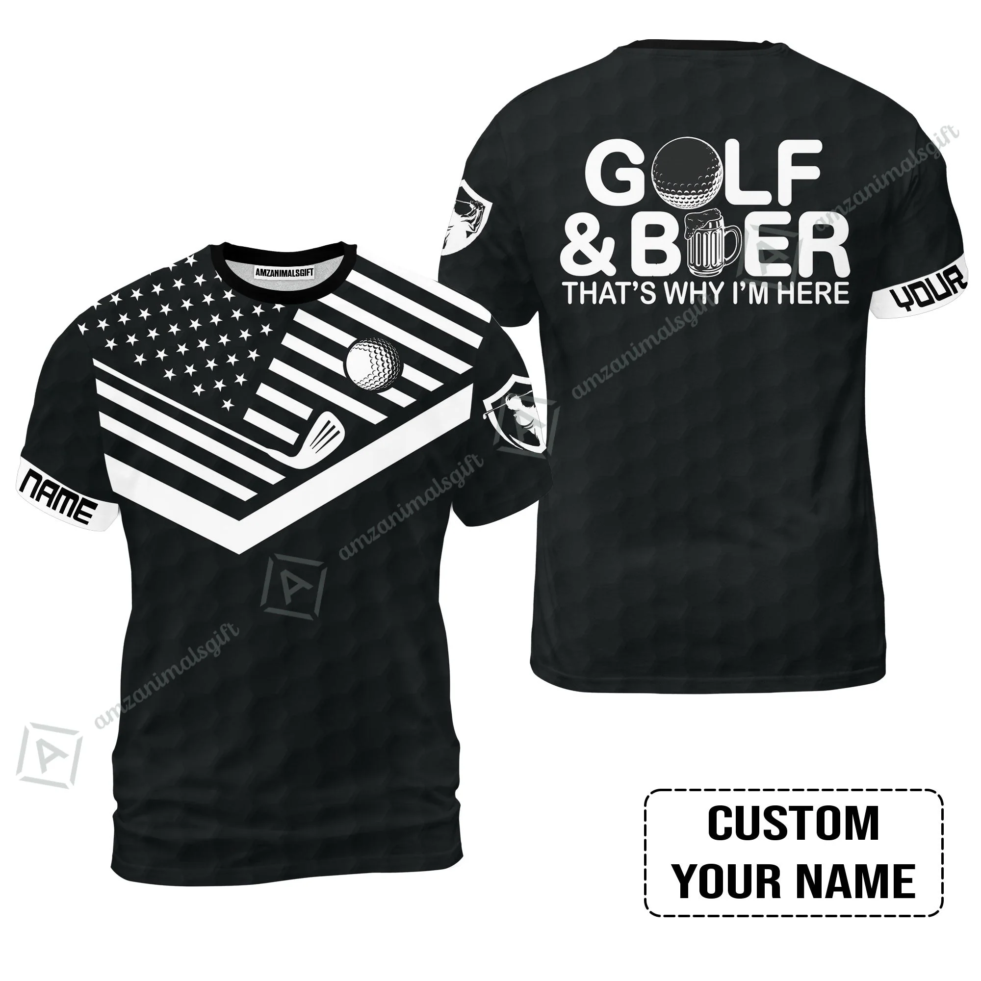 Golf Sweatshirt - Personalized American Flag Golf Sweatshirt, Golf And Beer That's Why I'm Here Custom Shirt - Image 9