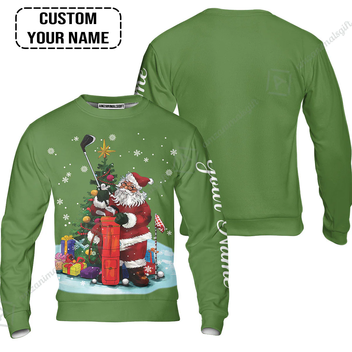 Golf T-Shirt - Christmas Custom Name, Santa Golfer Apparel - Personalized Gift For Golf Lover - Image 6