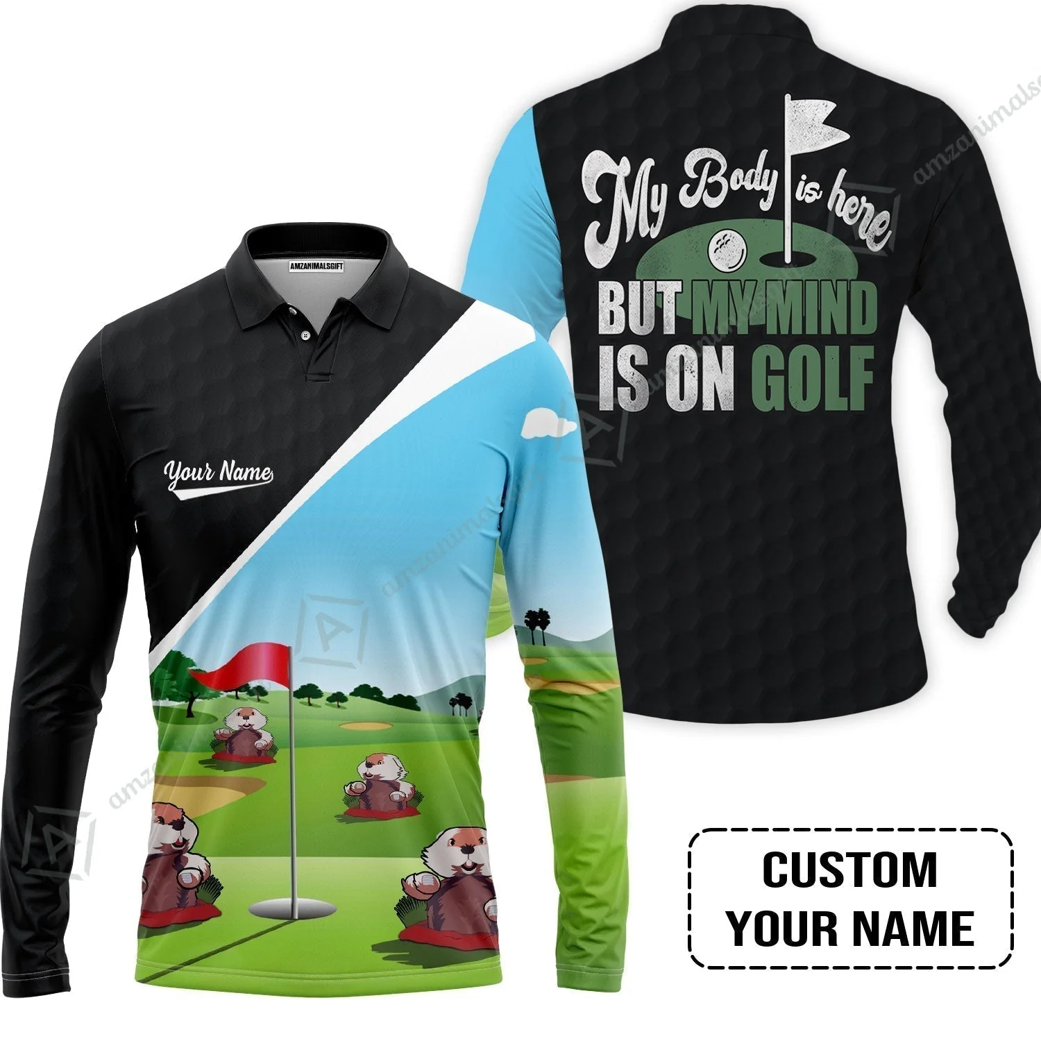 Golf T-Shirt - Gopher My Mind Is On Golf Custom T-Shirt - Image 8