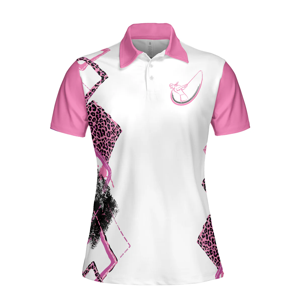 Golf Women Polo Shirt - Argyle Leopard Pattern You Say Girls Can't Golf I Say Watch Me Golf Women Polo Shirts - Perfect Gift For Women, Golf Lover - Image 4