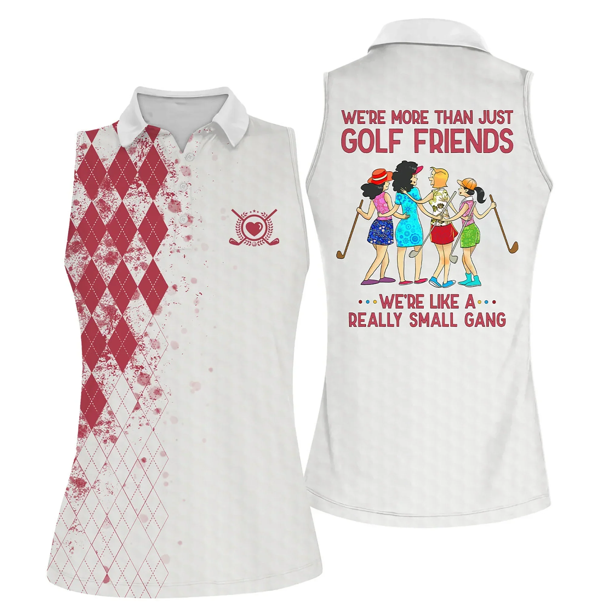 Golf Women Polo Shirt, Argyle Pattern We're More Than Just Golf Friends Polo Shirt For Female - Gift Sport For Mother's Day, Golfers, Golf Lover - Image 6