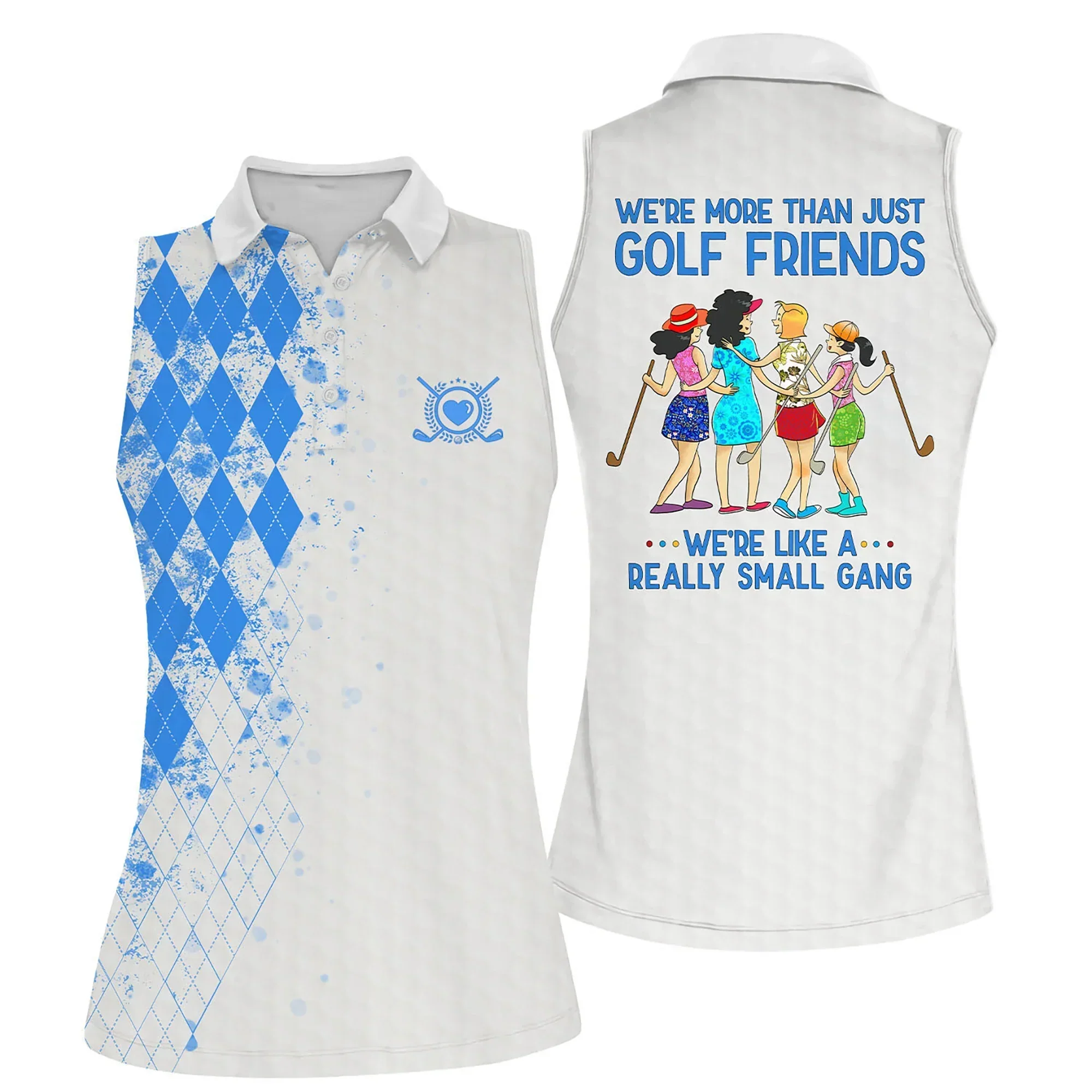 Golf Women Polo Shirt, Argyle Pattern We're More Than Just Golf Friends Polo Shirt For Female - Gift Sport For Mother's Day, Golfers, Golf Lover - Image 7