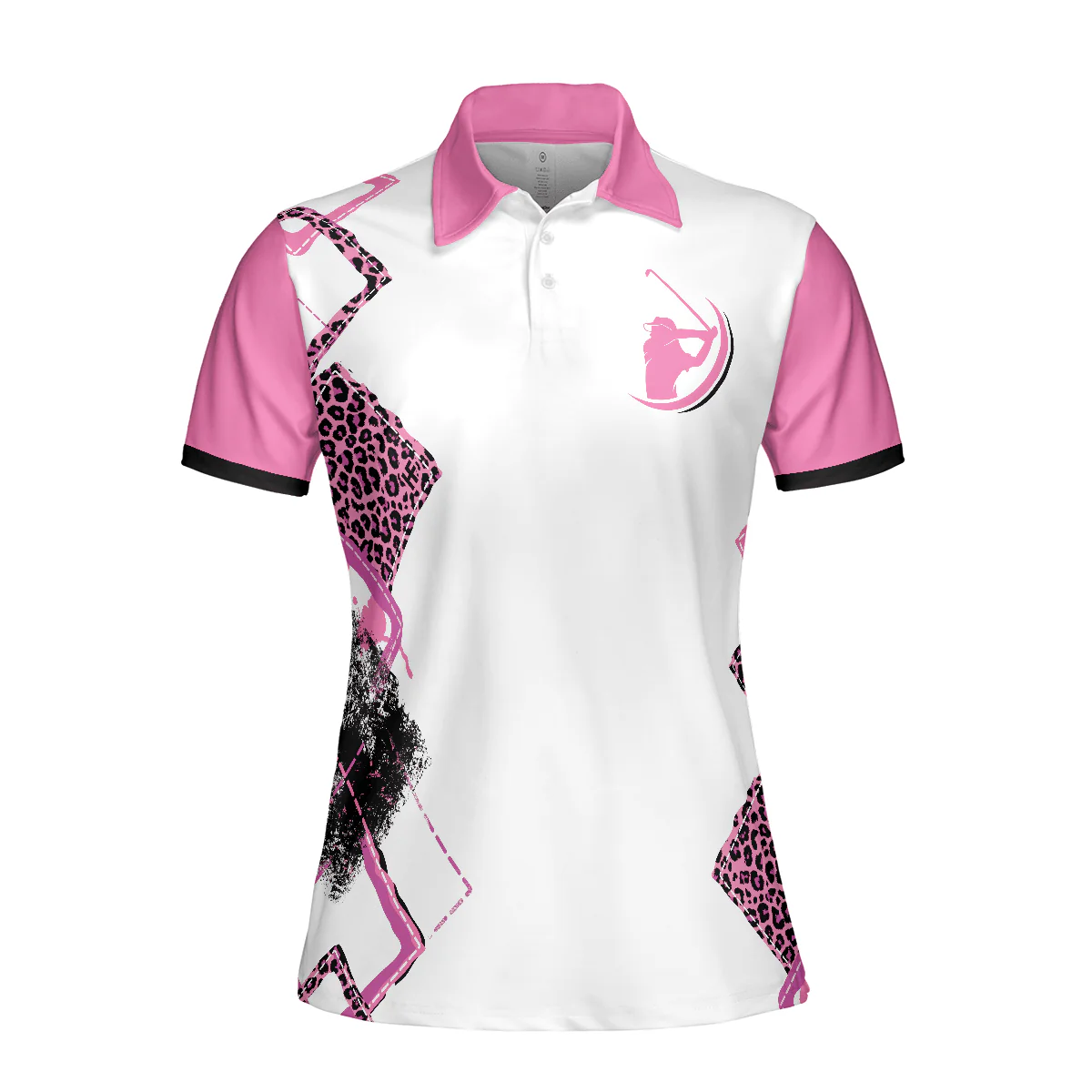 Golf Women Polo Shirt, Best Pink Leopard Pattern, Give This Girl Some Wine & A Golf Clubs Shirt For Ladies - Gift For Golfers, Golf Lovers - Image 4