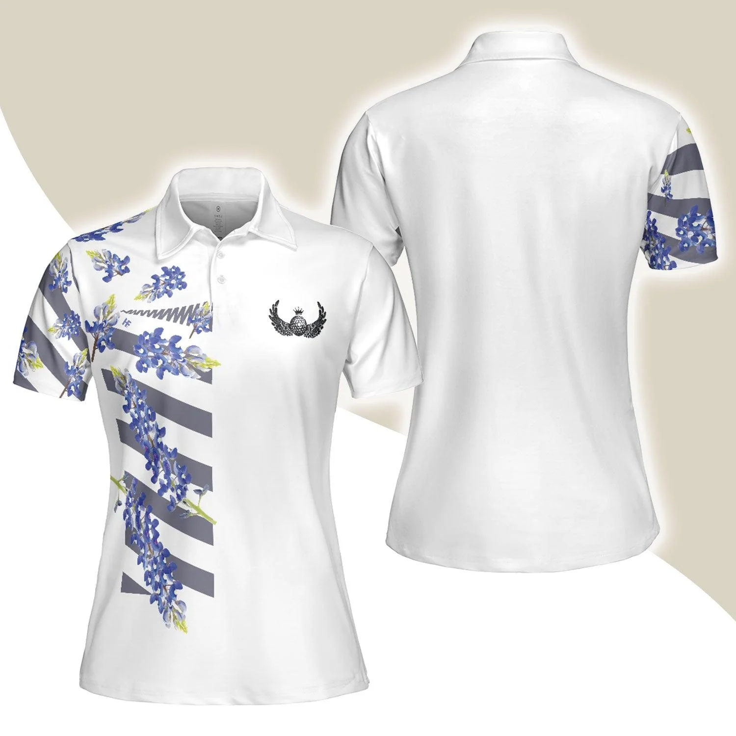 Golf Women Polo Shirt, Bluebonnet Floral Texas Golf Women Polo Shirts, Unique Female Golf Gift For Ladies, Golf Lovers, Golfers