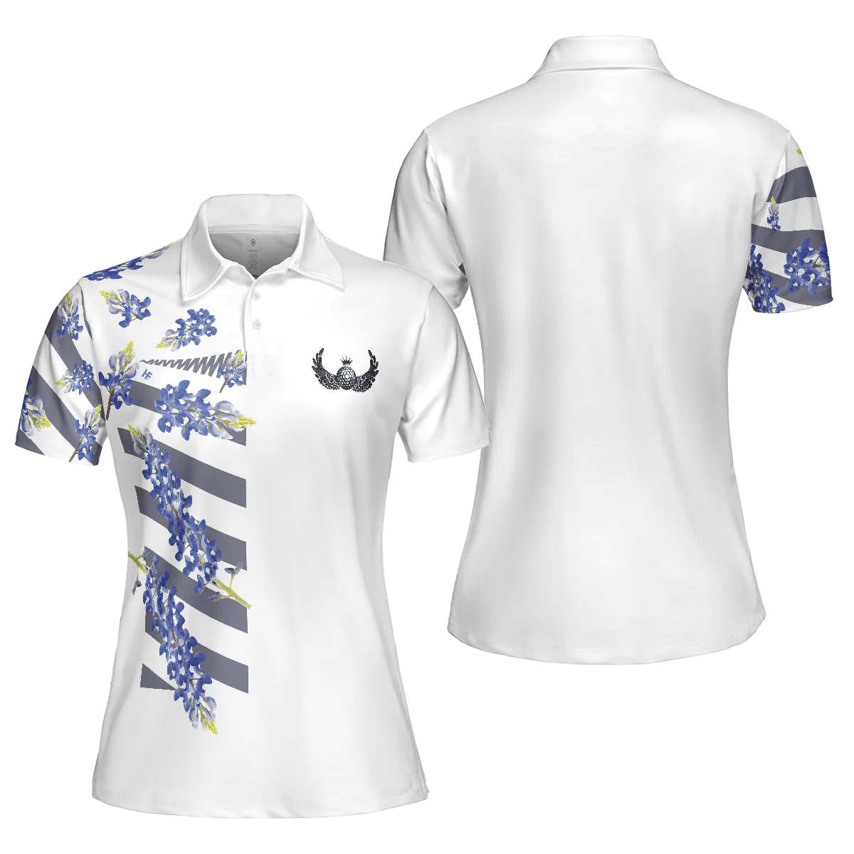 Golf Women Polo Shirt, Bluebonnet Floral Texas Golf Women Polo Shirts, Unique Female Golf Gift For Ladies, Golf Lovers, Golfers - Image 2